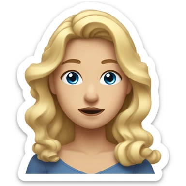 Girl with wavy blonde hair and blue eyes slapping her face sticker