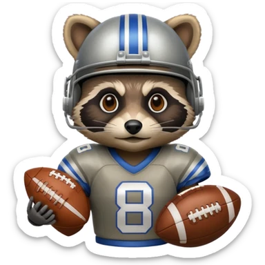 american football player raccoon sticker