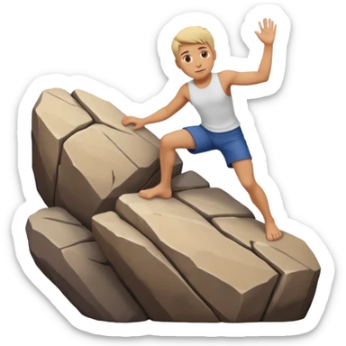 White slim man climbing rocks  sticker