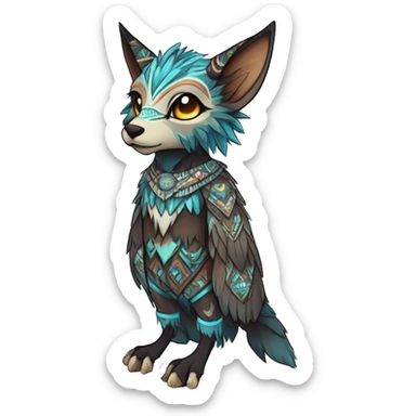 cute Kawaii edgy ethereal shy epic tribal fantasy animal fursona Fionbri creature by griffsnuff & LiLaiRa & Falvie with exotic colors with intricate patterns full body sticker