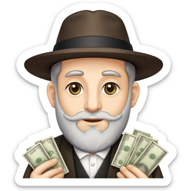Israeli rabbi with money sticker