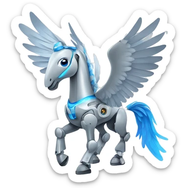 Robot Pegasus with blue wings sticker