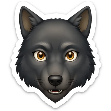 a questionning black wolf raising an eyebrow sticker