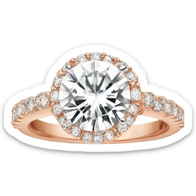Rose gold engagement ring with round diamond sticker