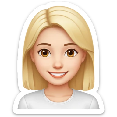 smiling girl in white shirt sticker