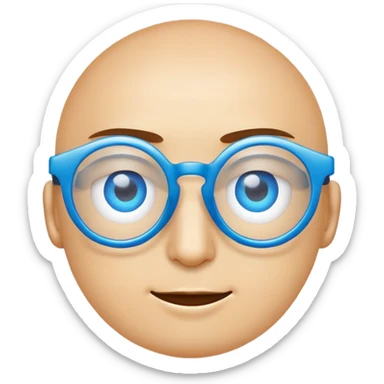 Emoji of eyes with blue glasses, in 24x24 size. Minimalist, modern design with a clear focus on the eyes and glasses sticker