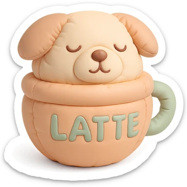 dog latte, soft and plush, pastel colors sticker