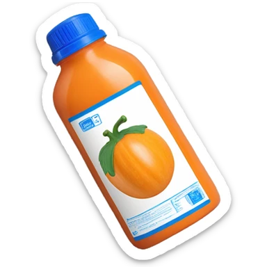 1 Orange plastic Squash Concentrate bottle with a blue lid and blue label sticker