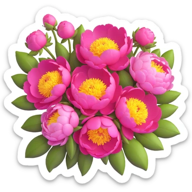 lush bouquet of peony flowers sticker