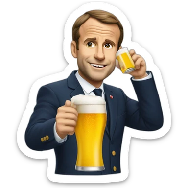 Macron qui boit une bière sticker