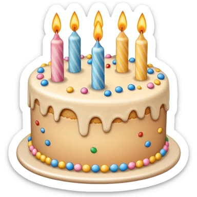 beige birthday cake sticker