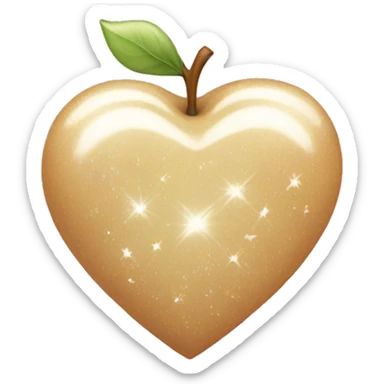apple emoji-like beige heart with white sparkles sticker