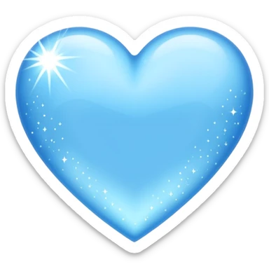 Light sky blue heart with sparkles  sticker