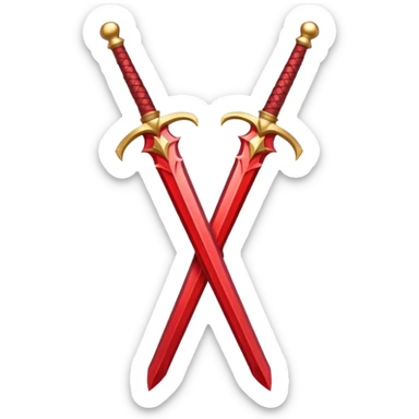 glitter red two sword sticker