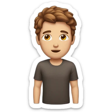 stressed out white male brown hair sticker