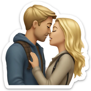 romantic outdoor couple kiss, she is blonde, he has Brown Hair  sticker
