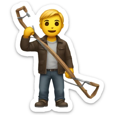 person with slingshot sticker