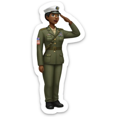 Female African American soldier saluting a male African American soldier sticker