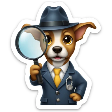 dog detective with magnifying glass sticker