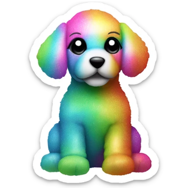 Stuffed animal puppy neon colorful rainbow shimmer sparkle fur  sticker