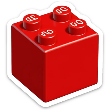 had drawn 2x2 red lego brick viewed from side sticker