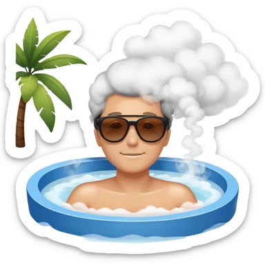 Person relaxing in jacuzzi with steam sticker