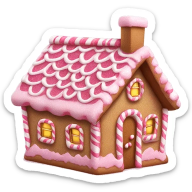 realistic pink glitter gingerbread house  sticker