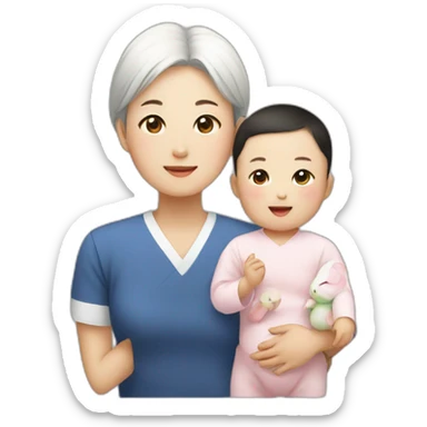 A Korean and a baby sticker