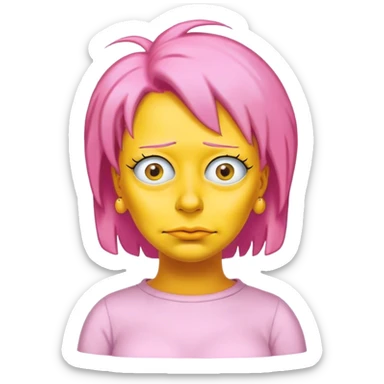 pink hair yellow face woman Simpson sticker