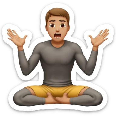 man on knees yelling in agony with hands thrown up sticker