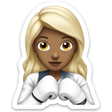 Boxing blonde girl with white gloves sticker