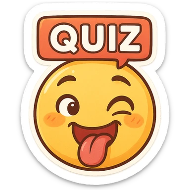 silly emoji for a children's quiz, exaggerated facial features, vibrant, friendly sticker