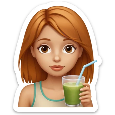 Girl drinking a coconut juice with hair colored in coppery blond  sticker