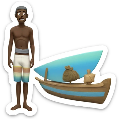Surfer in front of a boat called indies trader sticker