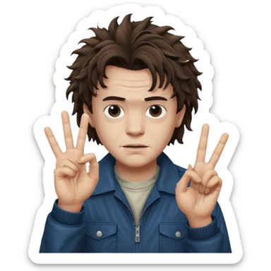 Eddie the freak from stranger things with his iconic hand sign sticker