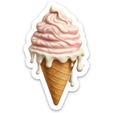 Realistic, detailed rococo ice cream, beige and pink sticker