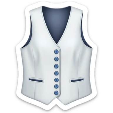 just a white women's vest garment with 3 buttons, no background, no model, only the clothing item sticker