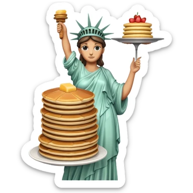 Statue of Liberty holding a stack of pancakes sticker