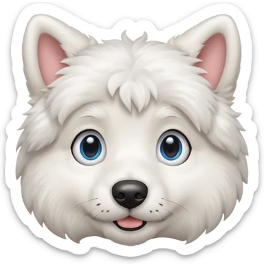 big blue eyed white dog sticker