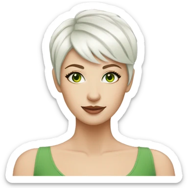 woman white pixie cut green eyes sticker