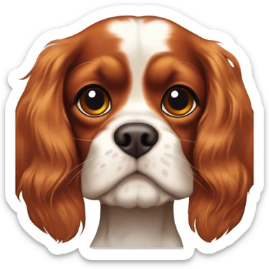 Cavalier King Charles spaniel, color blenheim, with a red spots on his head, small red mole on his face  sticker