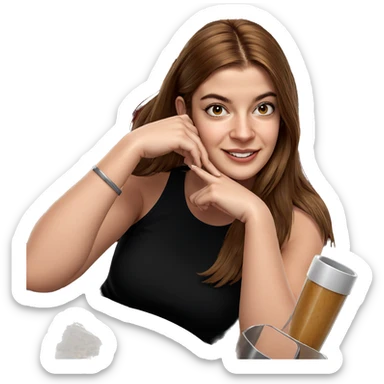 smiling girl at restaurant table sticker