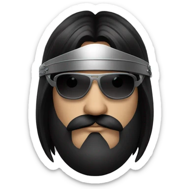 gladiator with long straight black hair, black moustache and sunglasses sticker