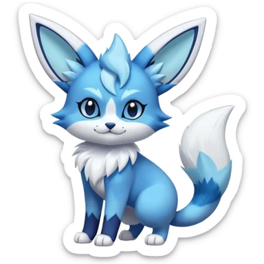 Glaceon-Purrloin-Meowstic-Fakémon-hybrid-creature (full body)  sticker