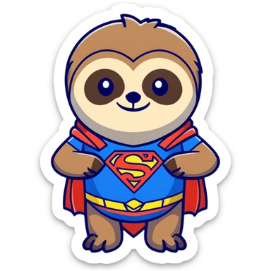 Sloth from The Goonies movie with deformed face and superman t-shirt sticker