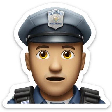 Photorealistic An American policeman is seriously scared sticker