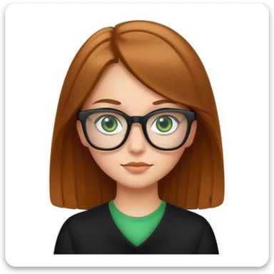 Caucasian girl with golden brown hair, green eyes, and black square glasses  sticker