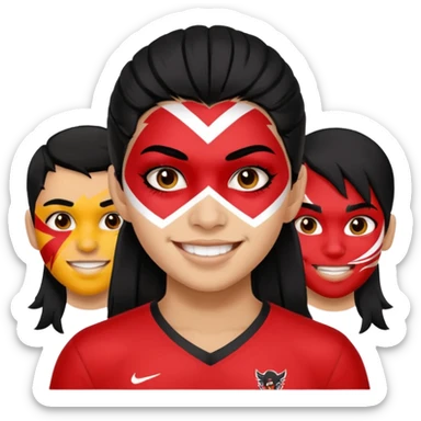 A black hair teen supporter with bold full-face paint, smiling with fierce team spirit. sticker