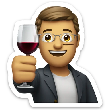 A thumbs up emoji holding a glass of red wine sticker