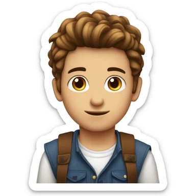 Garçon aux cheveux châtains long et aux yeux marrons sticker